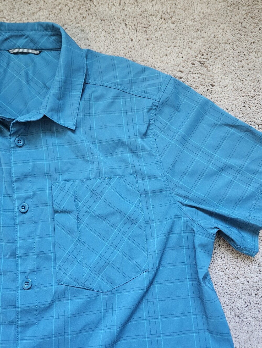 RAB Technical Button Down Shirt Blue Plaid Quick Dry Mens Large Outdoor Nautical